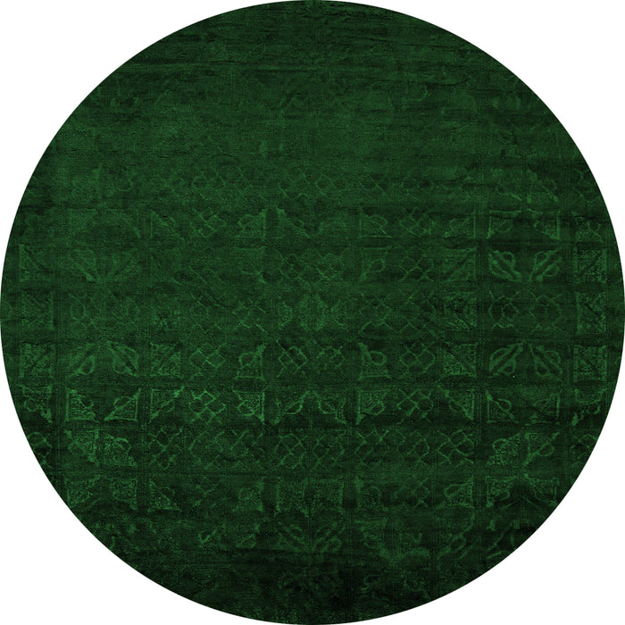Round Abstract Green Modern Rug, abs5151grn