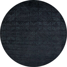 Round Abstract Dark Slate Gray Green Modern Rug, abs5151