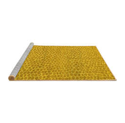 Sideview of Machine Washable Abstract Yellow Modern Rug, wshabs5152yw