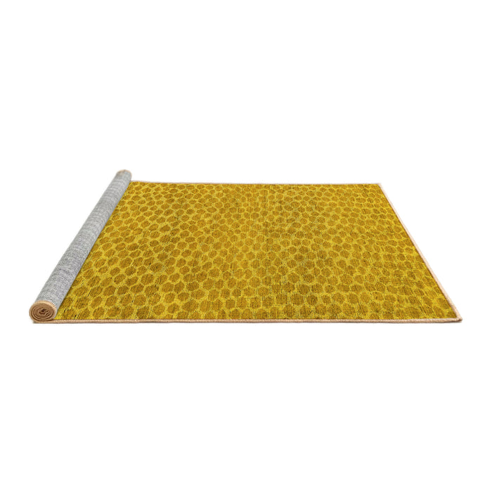 Sideview of Machine Washable Abstract Yellow Modern Rug, wshabs5152yw