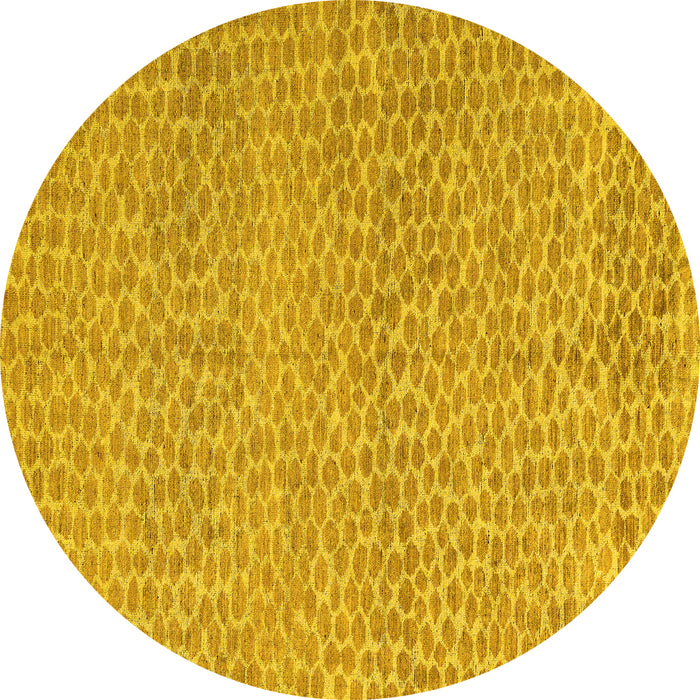 Round Machine Washable Abstract Yellow Modern Rug, wshabs5152yw