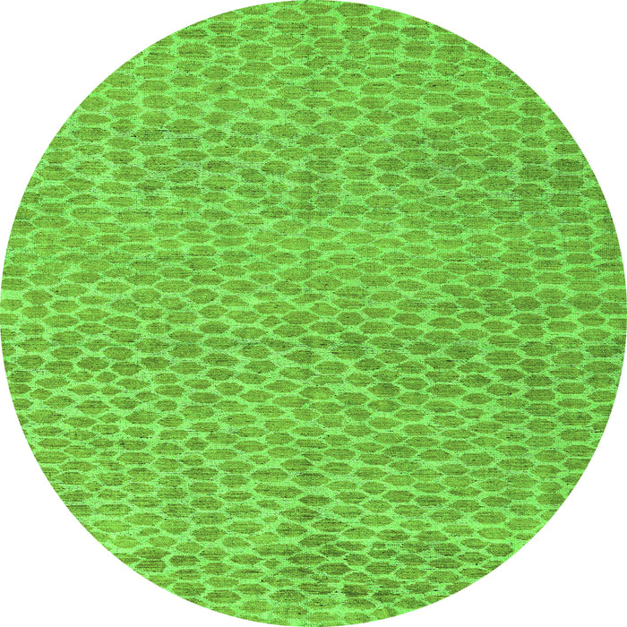 Round Machine Washable Abstract Green Modern Area Rugs, wshabs5152grn