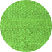 Round Machine Washable Abstract Green Modern Area Rugs, wshabs5152grn