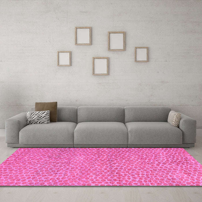 Machine Washable Abstract Pink Modern Rug in a Living Room, wshabs5152pnk