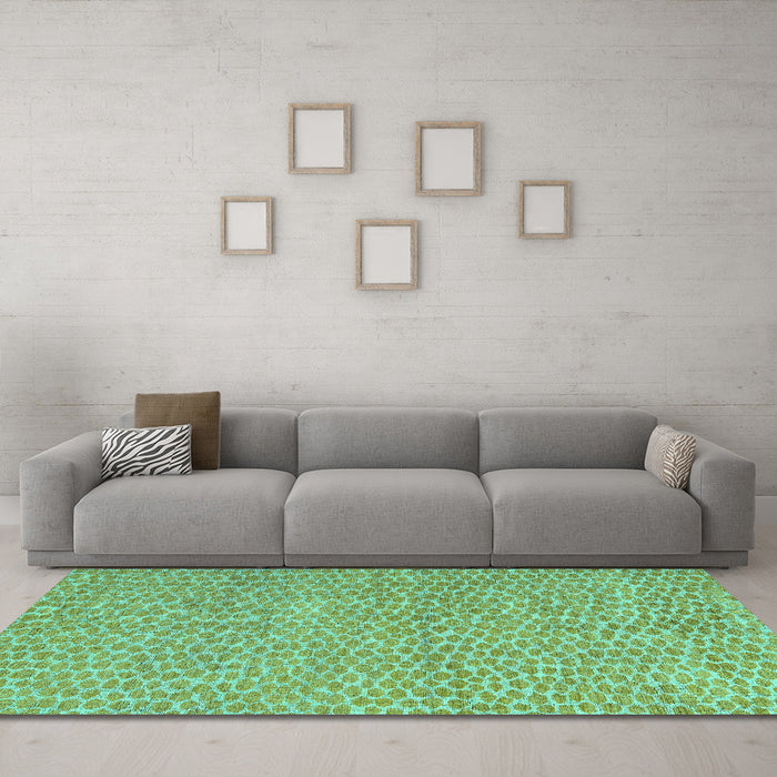 Machine Washable Abstract Turquoise Modern Area Rugs in a Living Room,, wshabs5152turq