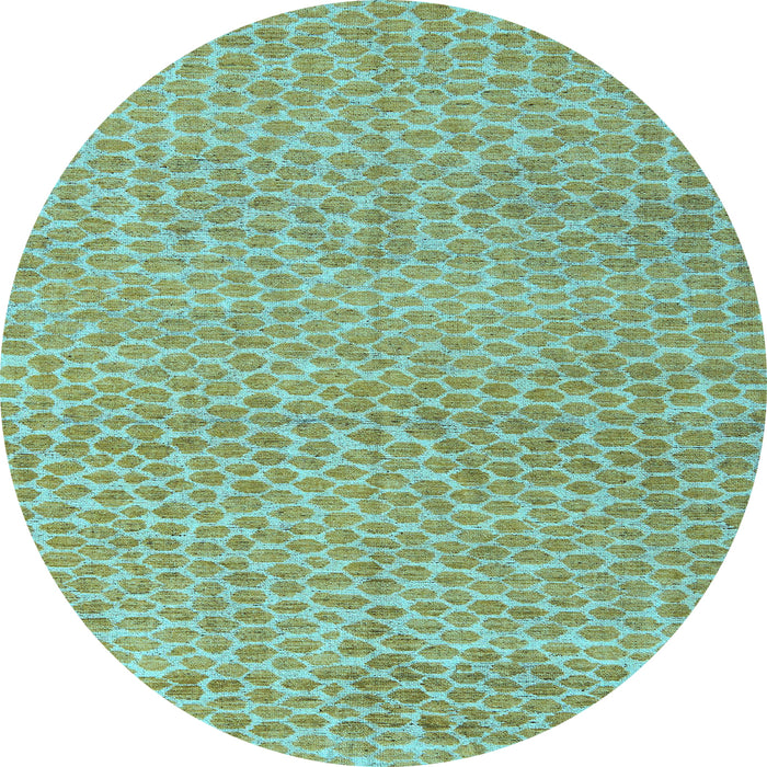 Round Abstract Light Blue Modern Rug, abs5152lblu