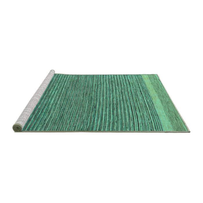 Sideview of Machine Washable Abstract Turquoise Modern Area Rugs, wshabs5153turq