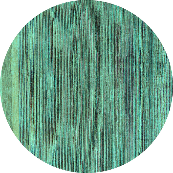 Round Abstract Turquoise Modern Rug, abs5153turq