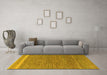 Machine Washable Abstract Yellow Modern Rug in a Living Room, wshabs5153yw