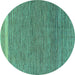 Round Machine Washable Abstract Turquoise Modern Area Rugs, wshabs5153turq