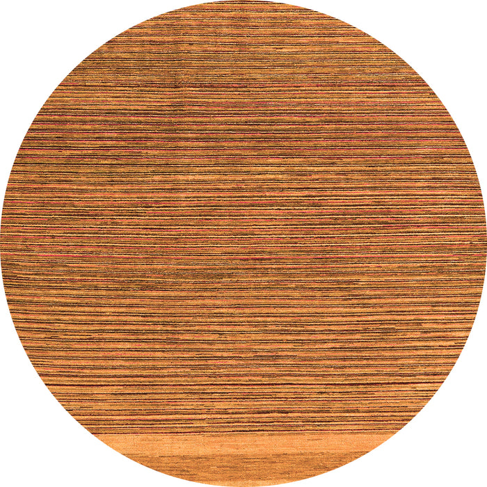 Round Machine Washable Abstract Orange Modern Area Rugs, wshabs5153org