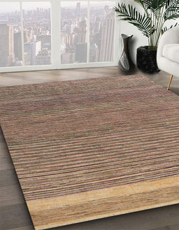 Machine Washable Abstract Brown Sugar Brown Rug in a Family Room, wshabs5153