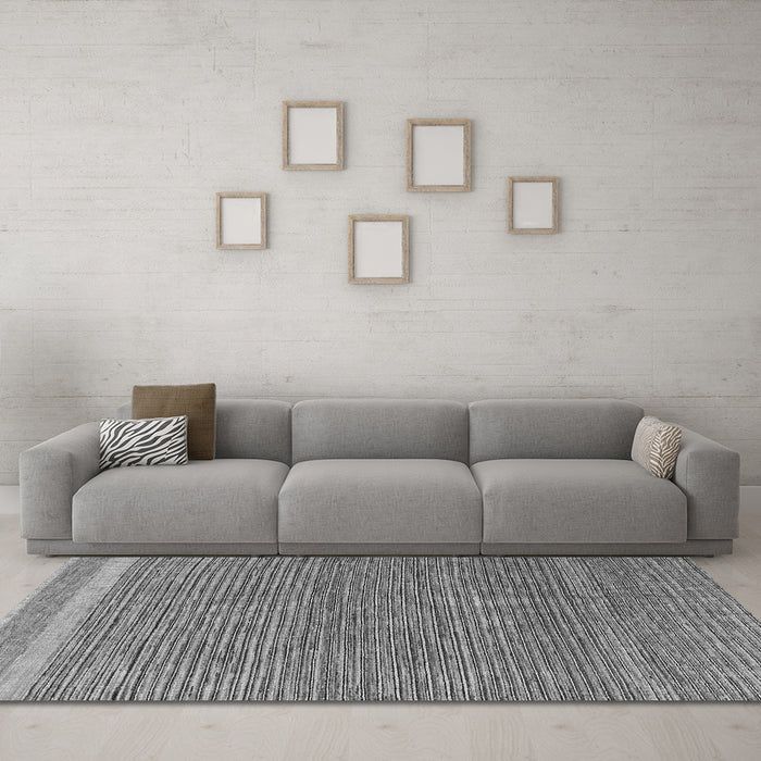 Machine Washable Abstract Gray Modern Rug in a Living Room,, wshabs5153gry