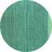 Round Abstract Turquoise Modern Rug, abs5154turq