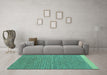 Machine Washable Abstract Turquoise Modern Area Rugs in a Living Room,, wshabs5154turq