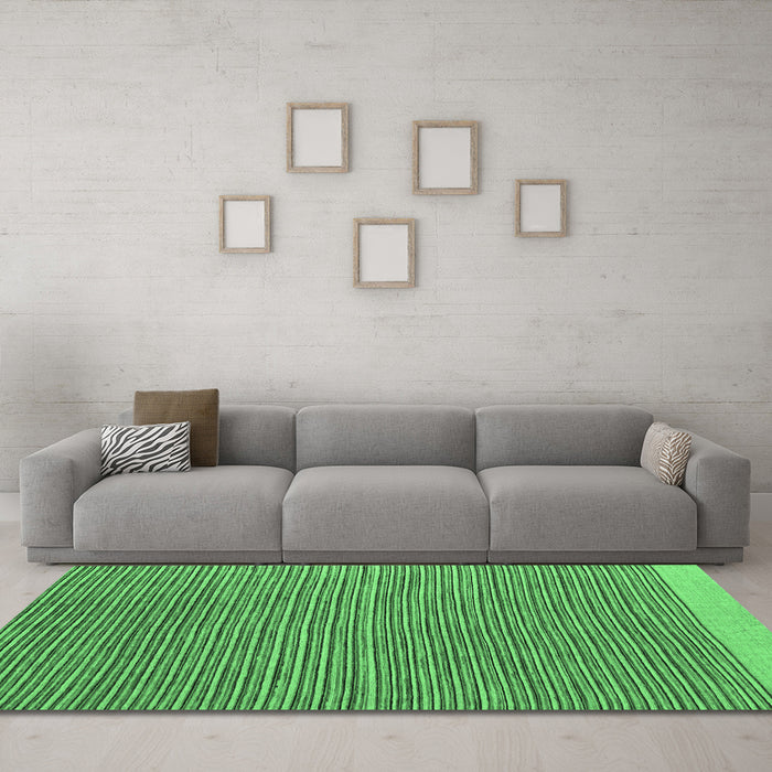 Machine Washable Abstract Emerald Green Modern Area Rugs in a Living Room,, wshabs5154emgrn