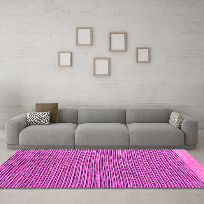 Machine Washable Abstract Pink Modern Rug in a Living Room, wshabs5154pnk