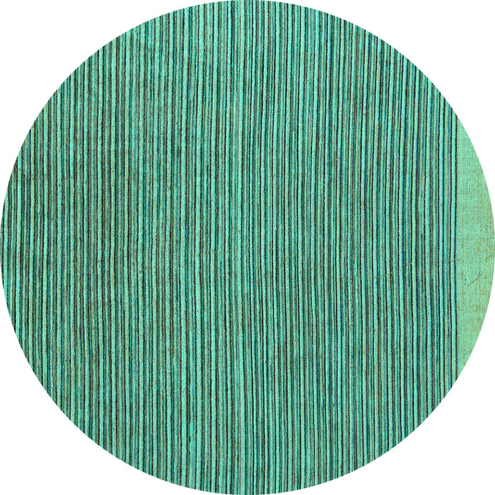 Round Machine Washable Abstract Turquoise Modern Area Rugs, wshabs5154turq