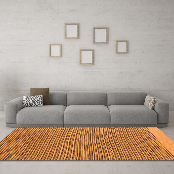 Machine Washable Abstract Orange Modern Area Rugs in a Living Room, wshabs5154org
