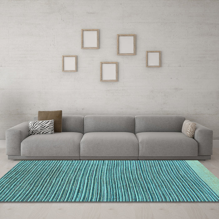 Machine Washable Abstract Light Blue Modern Rug in a Living Room, wshabs5154lblu