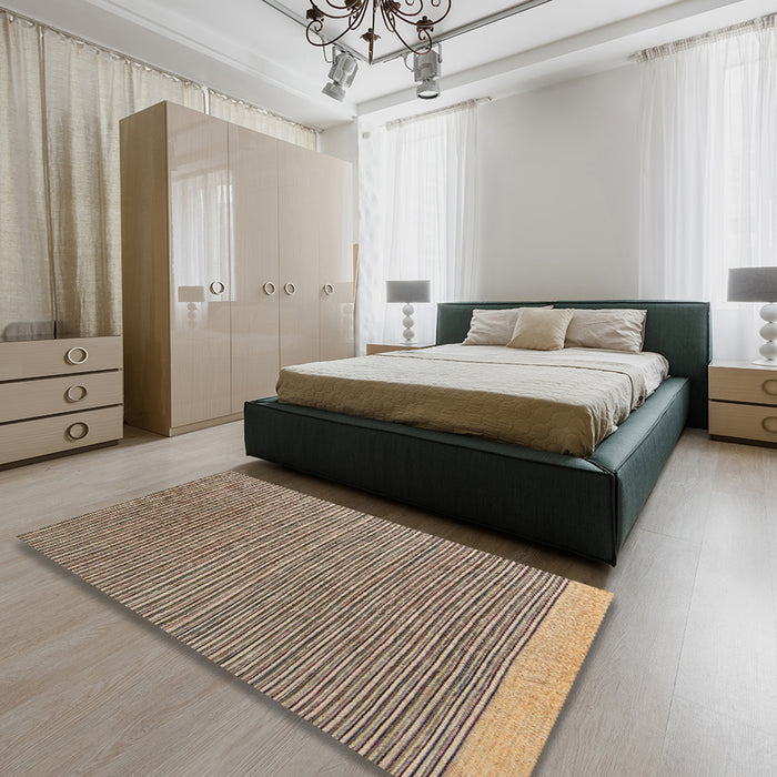 Machine Washable Abstract Brown Sugar Brown Rug in a Bedroom, wshabs5154