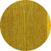 Round Machine Washable Abstract Yellow Modern Rug, wshabs5154yw