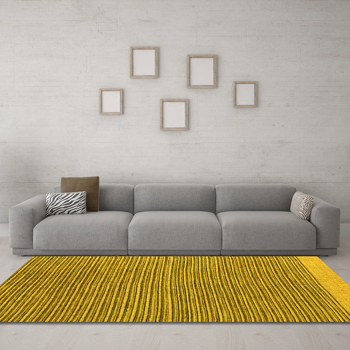 Machine Washable Abstract Yellow Modern Rug in a Living Room, wshabs5154yw