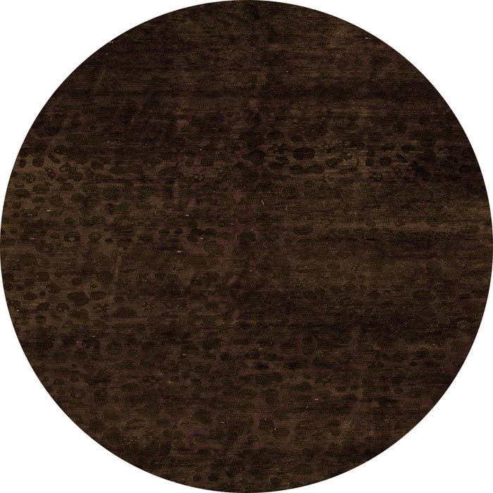 Round Machine Washable Abstract Orange Modern Area Rugs, wshabs5155org