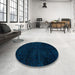 Round Abstract Blue Modern Rug in a Office, abs5155