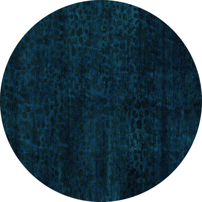 Round Abstract Turquoise Modern Rug, abs5155turq