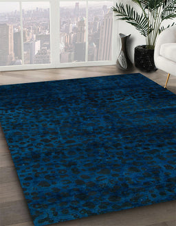 Machine Washable Abstract Night Blue Rug in a Family Room, wshabs5155