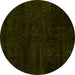 Round Abstract Yellow Modern Rug, abs5155yw