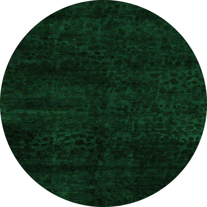Round Abstract Green Modern Rug, abs5155grn