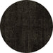 Round Abstract Brown Modern Rug, abs5155brn