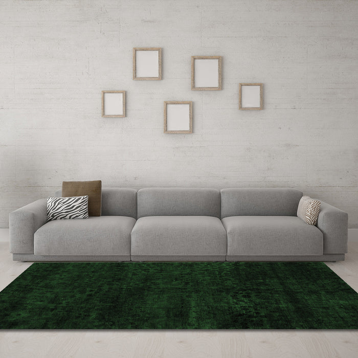 Machine Washable Abstract Emerald Green Modern Area Rugs in a Living Room,, wshabs5155emgrn