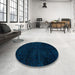 Round Machine Washable Abstract Night Blue Rug in a Office, wshabs5155