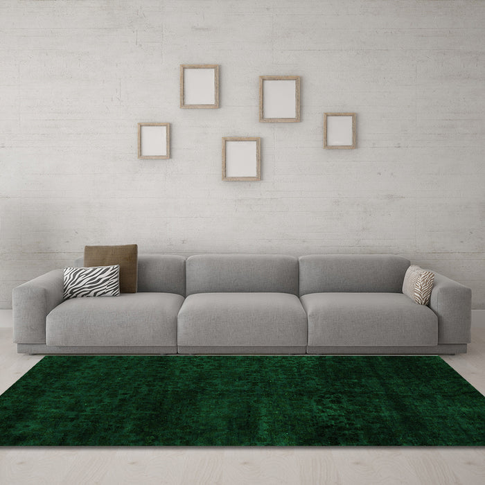 Machine Washable Abstract Green Modern Area Rugs in a Living Room,, wshabs5155grn
