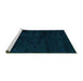 Sideview of Machine Washable Abstract Turquoise Modern Area Rugs, wshabs5155turq