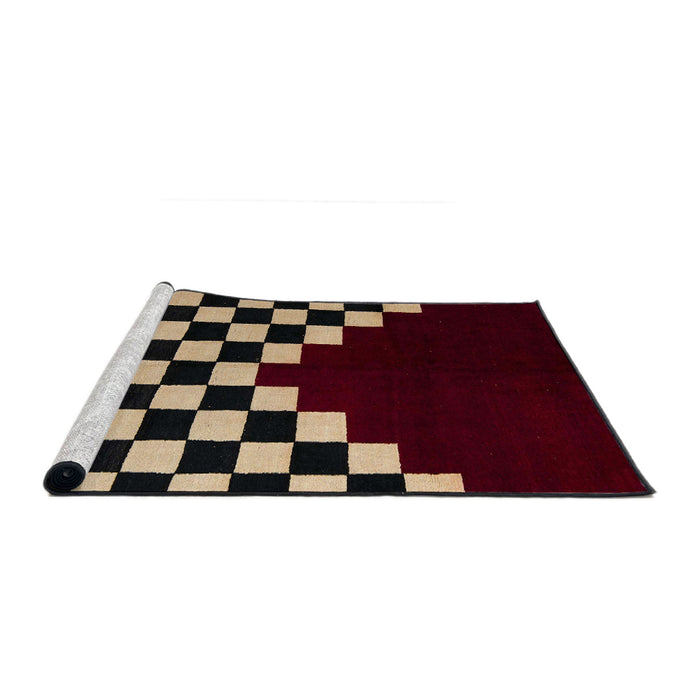 Sideview of Machine Washable Abstract Dark Almond Brown Rug, wshabs5156