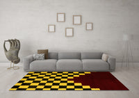 Machine Washable Abstract Yellow Modern Rug, wshabs5156yw