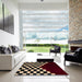 Square Abstract Dark Almond Brown Modern Rug in a Living Room, abs5156