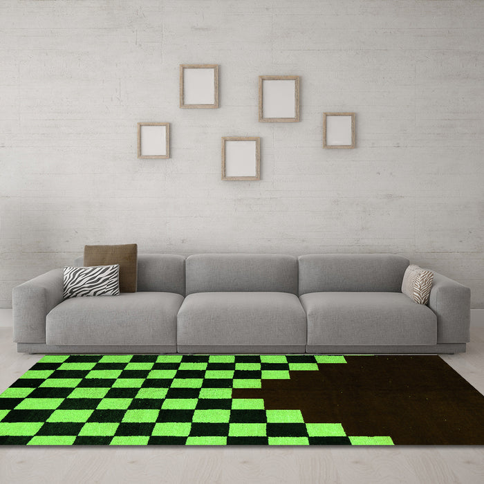 Machine Washable Abstract Green Modern Area Rugs in a Living Room,, wshabs5156grn