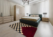 Abstract Dark Almond Brown Modern Rug in a Bedroom, abs5156