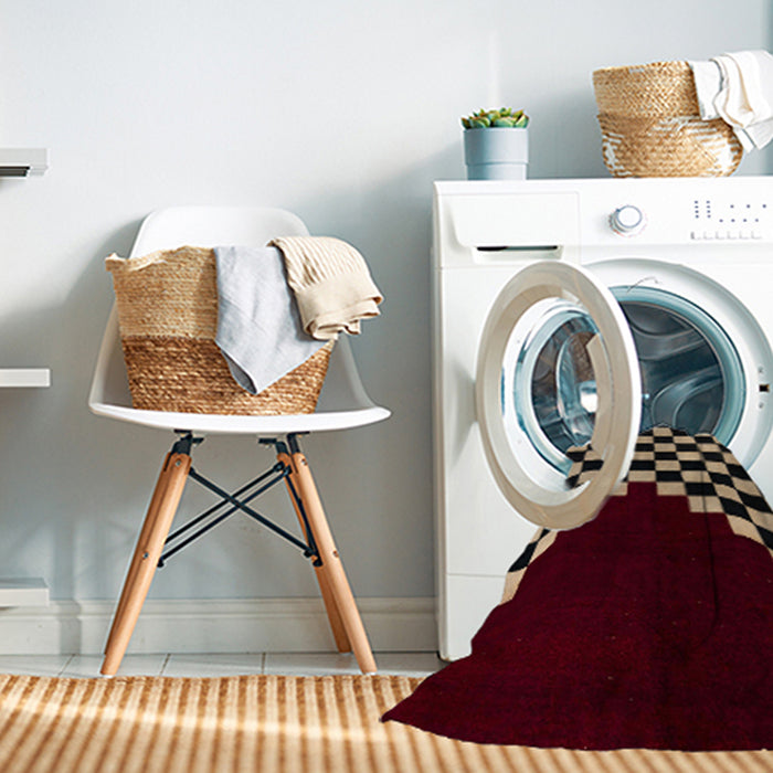 Machine Washable Abstract Dark Almond Brown Rug in a Washing Machine, wshabs5156