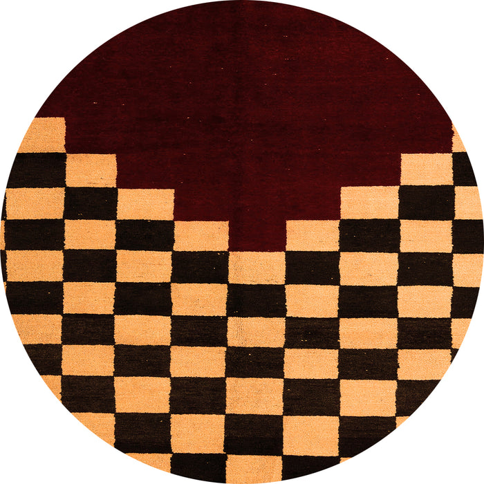 Round Abstract Orange Modern Rug, abs5156org