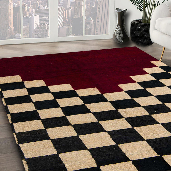 Machine Washable Abstract Dark Almond Brown Rug in a Family Room, wshabs5156