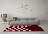 Machine Washable Abstract Red Modern Rug, wshabs5156red