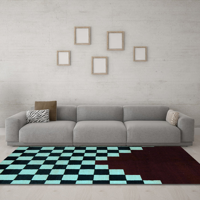 Machine Washable Abstract Light Blue Modern Rug in a Living Room, wshabs5156lblu