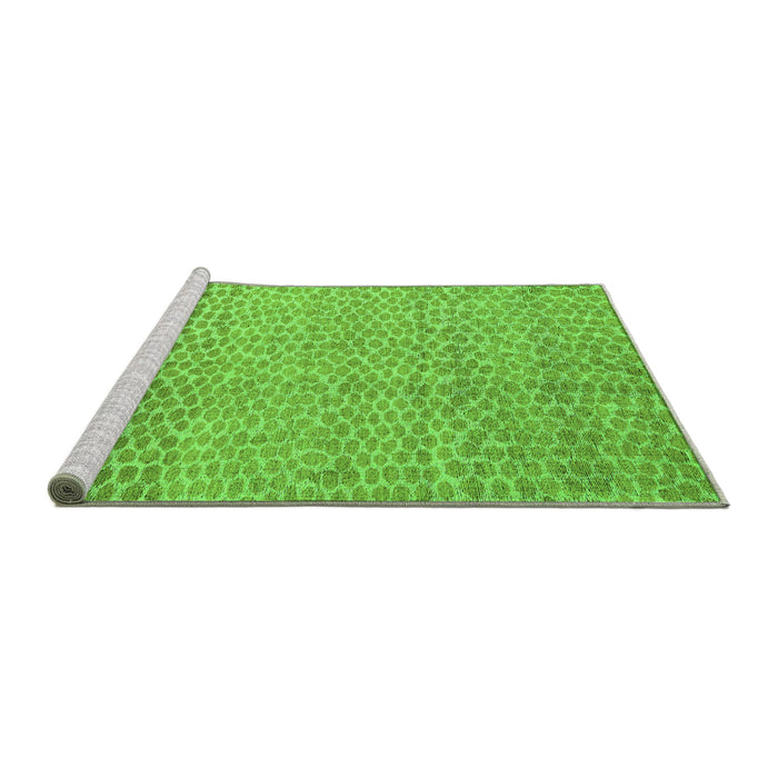 Sideview of Machine Washable Abstract Green Modern Area Rugs, wshabs5157grn