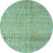 Round Abstract Light Blue Modern Rug, abs5157lblu